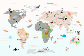 Фотообои Уютная детская карта мира